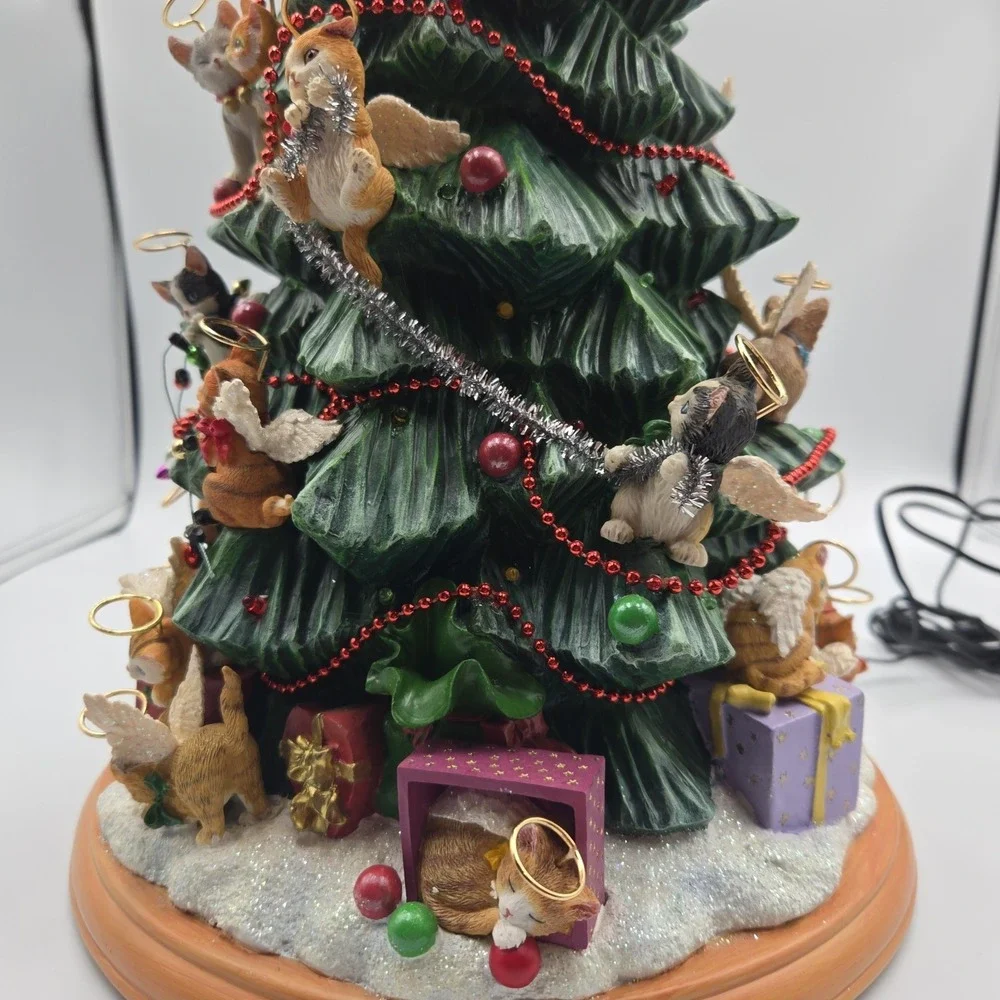 Vtg Bradford Editions 2004 Purr-fect Holiday Kitten Angel Christmas Lighted Tree